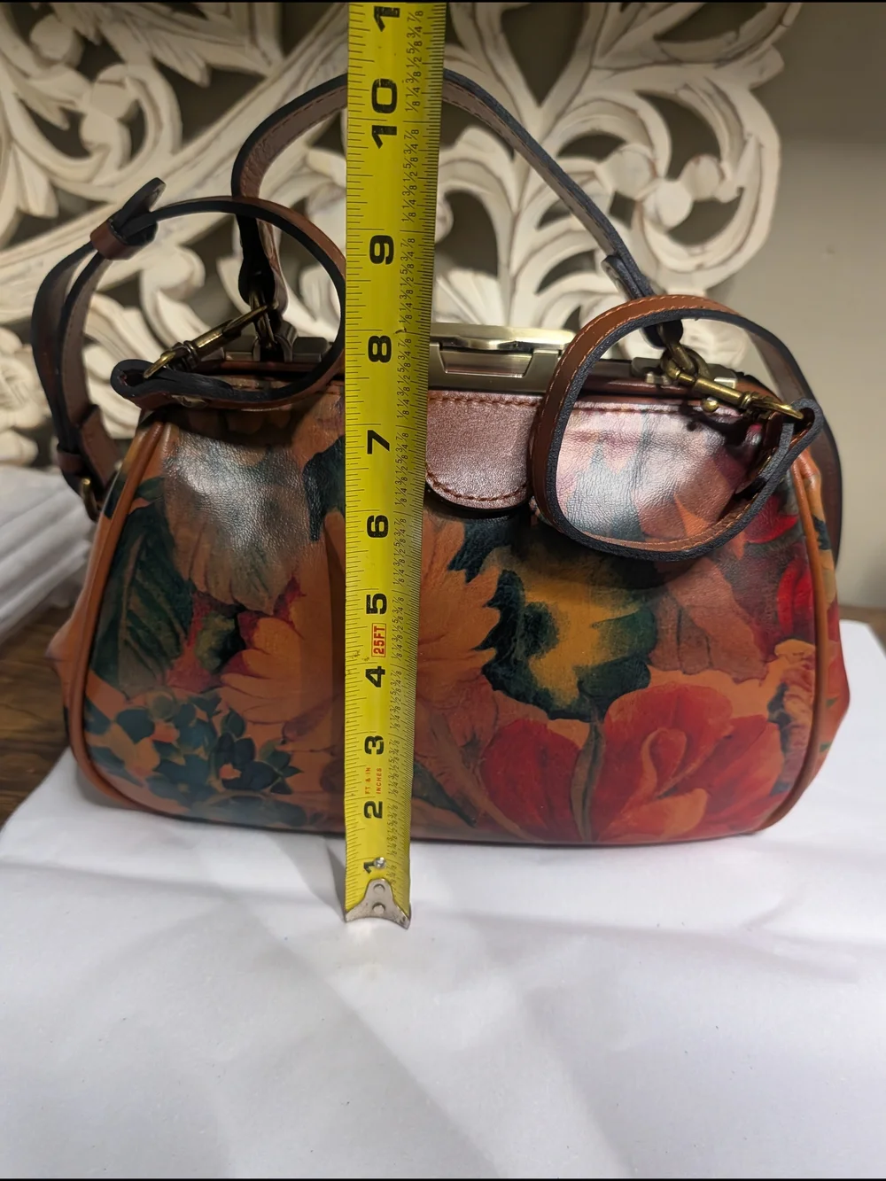 Patricia Nash Floral Leather Frame Satchel  Multicolor &Red leather Card Wallet